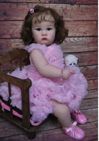 Lalka Reborn Winylowa Antonella – 60 cm, z dźwiękiem i włosami wszczepianymi