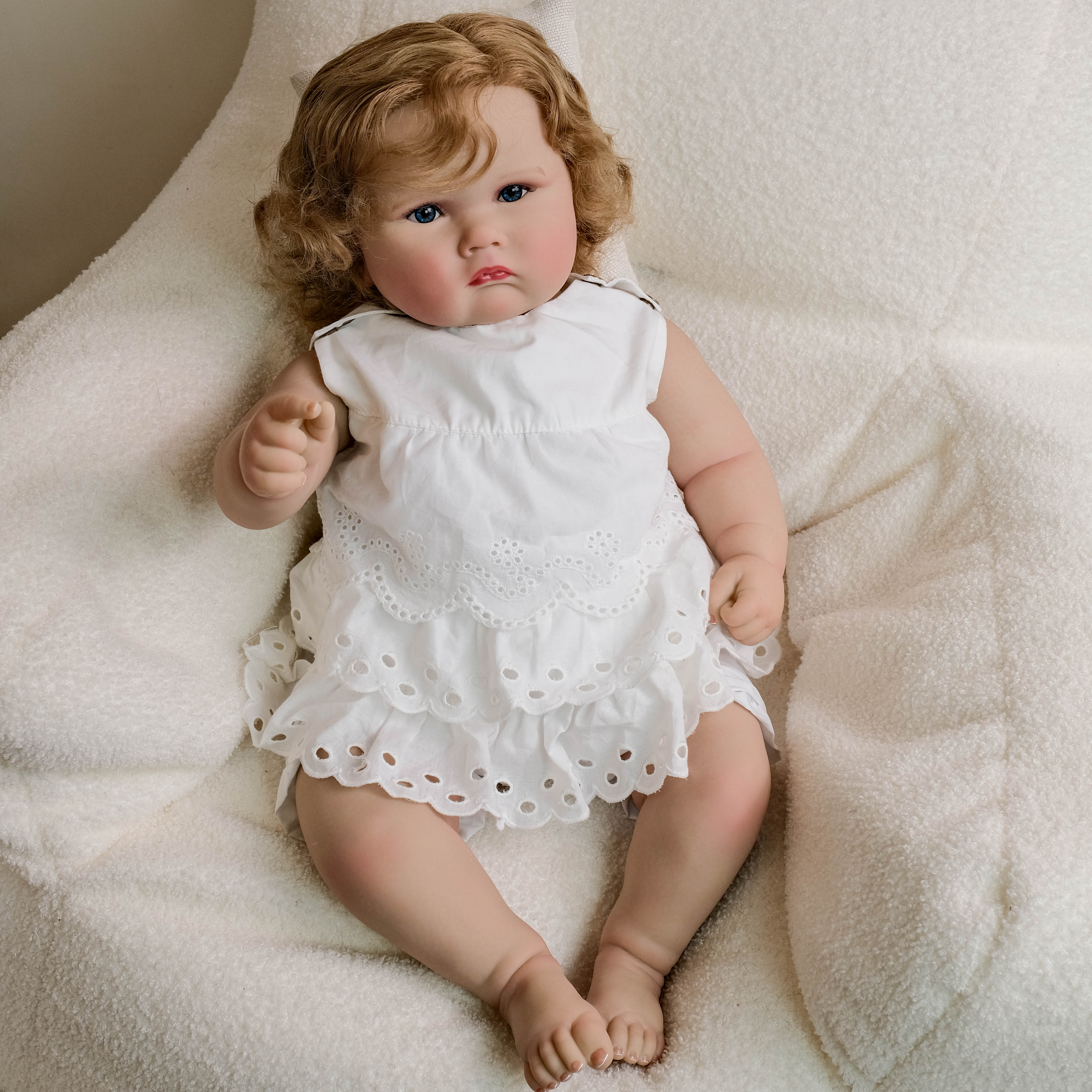 Lalka Reborn Winylowa Ángel – 60 cm, z Dźwiękiem i Wszczepionymi Włosami