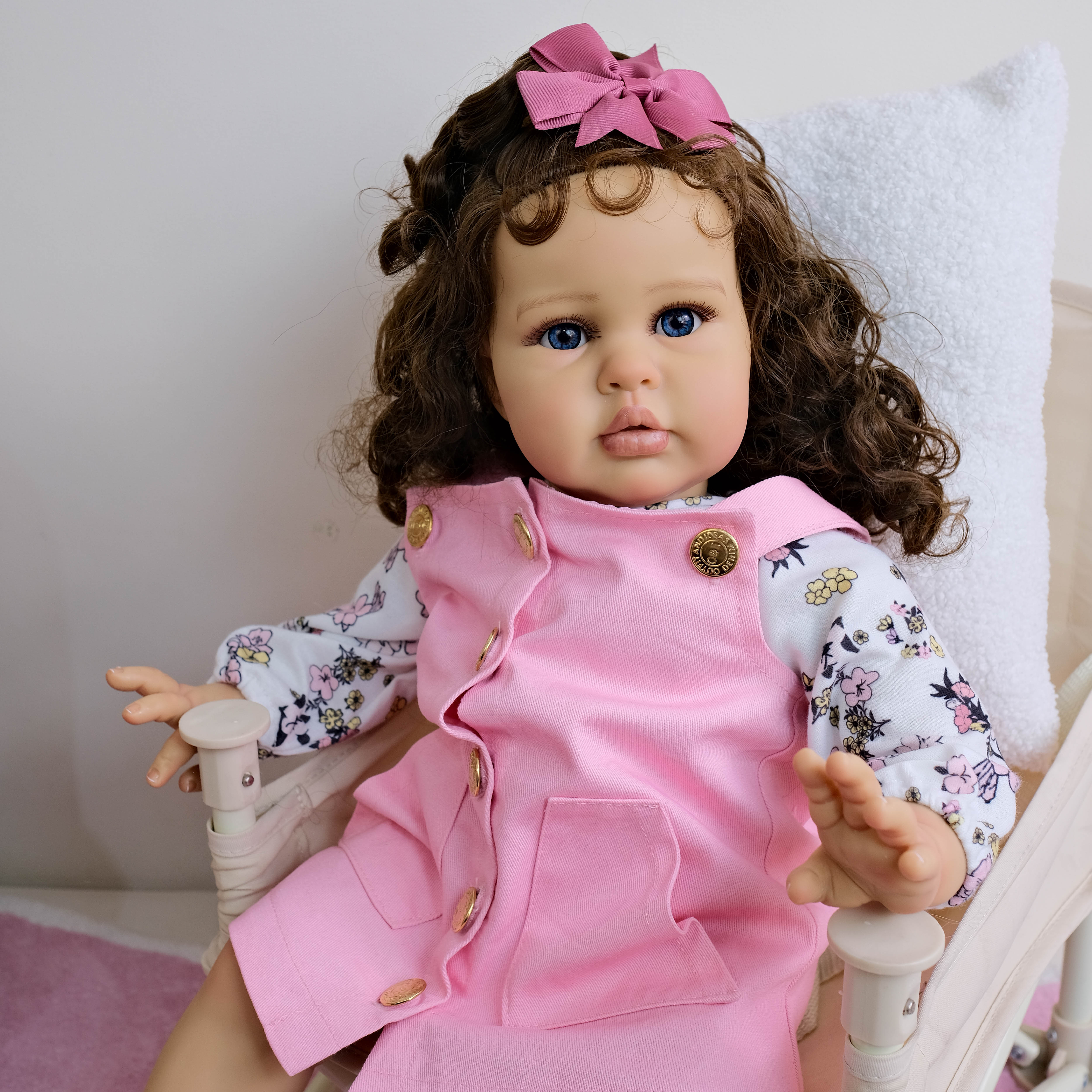 Lalka Reborn Winylowa Narcisa – 60 cm, Wszczepione Włosy