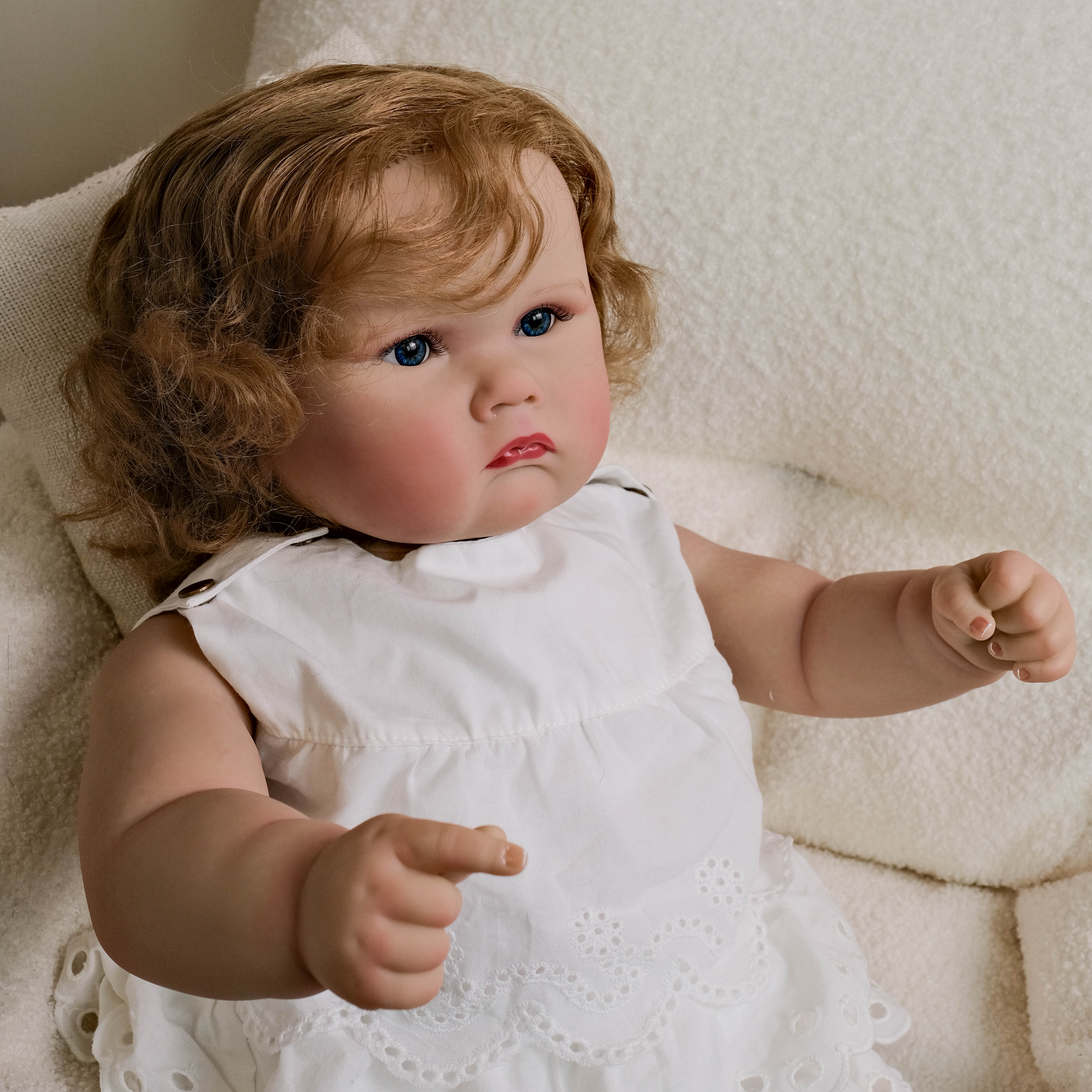 Lalka Reborn Winylowa Ángel – 60 cm, z Dźwiękiem i Wszczepionymi Włosami detail image 5