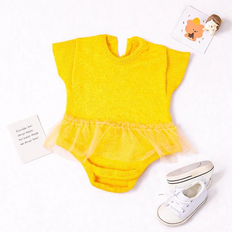 Pelele amarillo de punto con falda tutú
